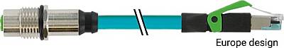 7700-44851-S4U0050 M12 fem. recept. D-cod. rear/RJ45 male 0° shielded TPE 2x2x24AWG SF/UTP CAT5e bu UL/CSA. CM 0.5m - 1