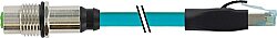 7700-48851-S4W1000 M12 fem.recept. A-cod. rear/RJ45 male 0° shielded TPE 4x2x24AWG SF/UTP CAT5e bu UL/CSA. CM 10m