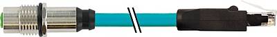 7700-48851-S4W1250 M12 fem.recept. A-cod. rear/RJ45 male 0° shielded TPE 4x2x24AWG SF/UTP CAT5e bu UL/CSA, CM 12,5m - 1