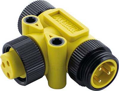 7700-A3T01-0000000 Mini (7/8) 3 pole Tee, Male (Ext.)/2x Female Yellow Housing - 1