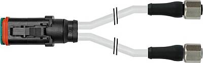 7972-77561-4280050 MDCY06-4s / 2x M12 female 0° Xtreme PUR 3x0.5 gy UL/CSA+drag chain 0.5m - 1