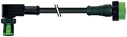7B50-40201-6340500 MQ12 male 90° / MQ12 female 0° A-cod. PUR 4x0.34 bk UL/CSA+drag ch. 5m