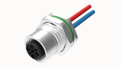M12 S KOD 4 PİN DİŞİ PANEL TİP PG9 ARKA MONTAJ 50 CM KABLOLU KONNEKTÖR OLVO - 1