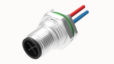 M12 S KOD 4 PİN ERKEK PANEL TİP PG9 ARKA MONTAJ 50 CM KABLOLU KONNEKTÖR OLVO - 1