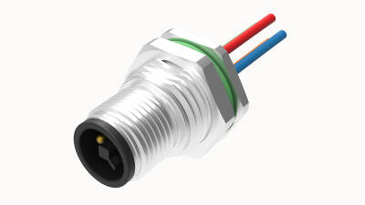 M12 T KOD 4 PİN ERKEK PANEL TİP PG9 ARKA MONTAJ 50 CM KABLOLU KONNEKTÖR OLVO - 1