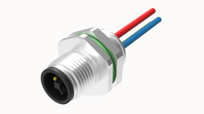 M12 T KOD 4 PİN ERKEK PANEL TİP PG9 ÖN MONTAJ 50 CM KABLOLU KONNEKTÖR OLVO - 1
