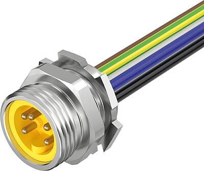 MURE-5MR-2M Mini (7/8) 5 pole, Receptacle, Male (Ext.) Straight, 1/2'' NPT, PVC, IEC Colors, 16AWG, 2 m - 1