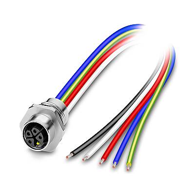 SACC-E-M12FSK-4PE-M16XL/0,5-US - Cihaz geçmeli konnektörü önde montaj - 1